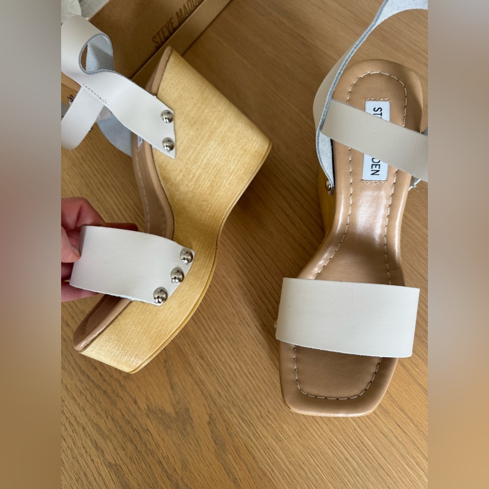Steve Madden Women's White Wedge Sandals